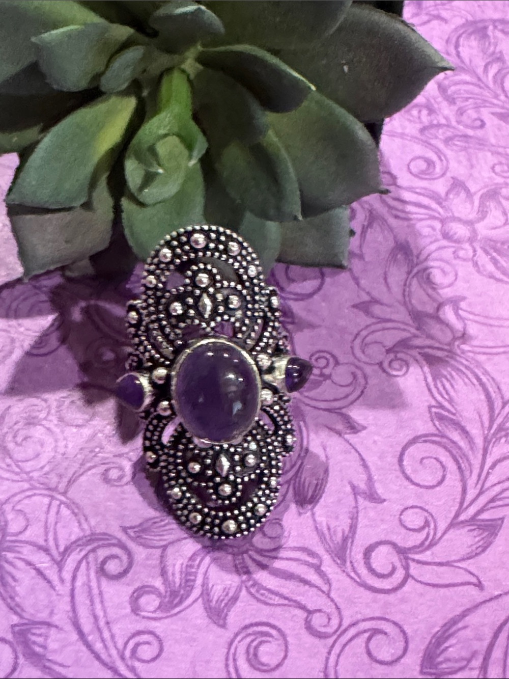 Silver Amethyst Ring - Picture 3 of 11